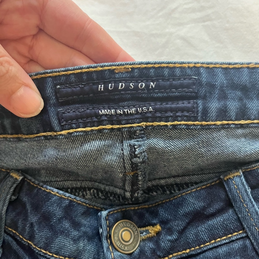 Hudson Jeans Dark Wash Whisker Fade Triangle Flap Pockets Size 28 - Picture 6 of 14